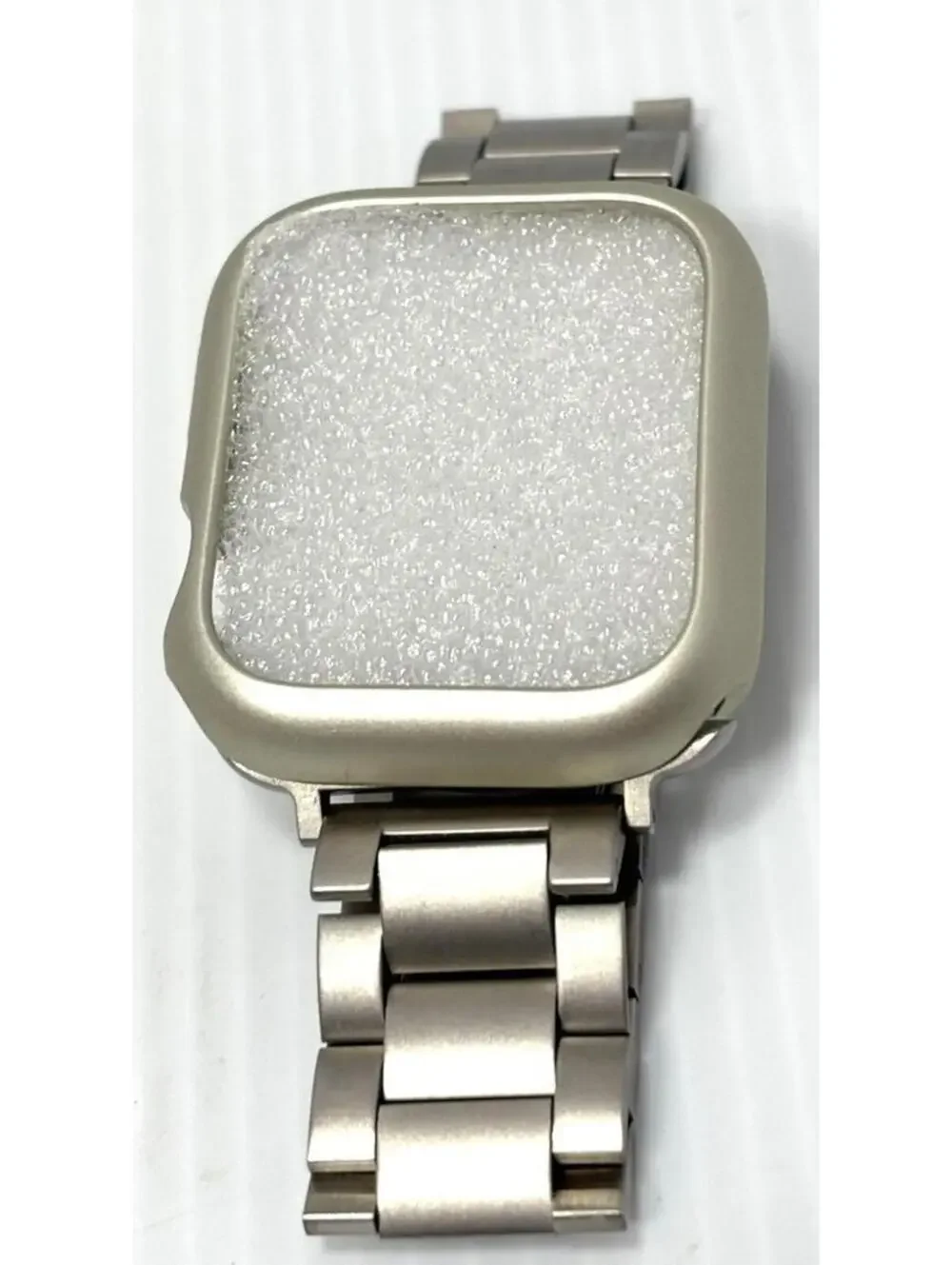 Silver Metal Link Watch Band Strap Screen Protector Bumper Case Smart Watch NWOT